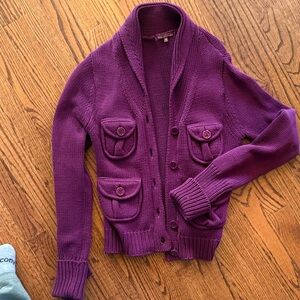 525 Women's maroon Cardigan Sweater